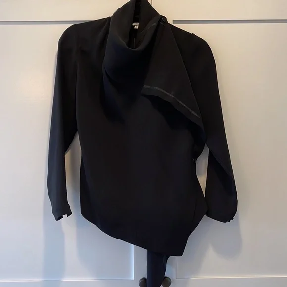 Morgane Le Fay Black Silk Asymmetrical Drape Front Jacket, size S - Picture 10 of 14